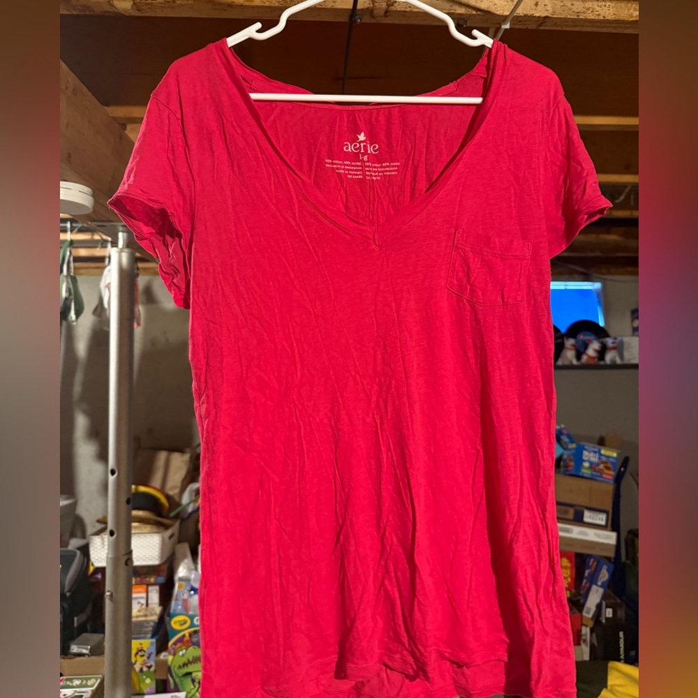 Aerie Bright Red Short Sleeve Tee